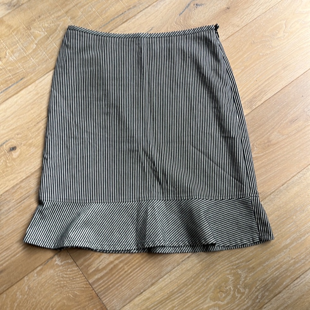 LOFT cotton denim striped skirt